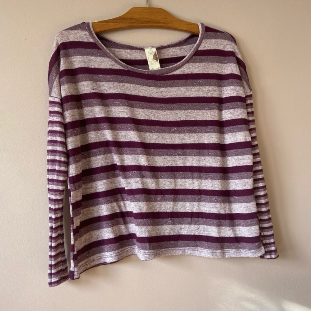 Ginger G Women’s Purple Striped Long Sleeve Top